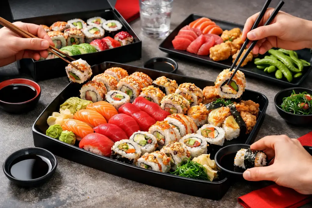 Przykładowe zamówienie sushi dla czterech